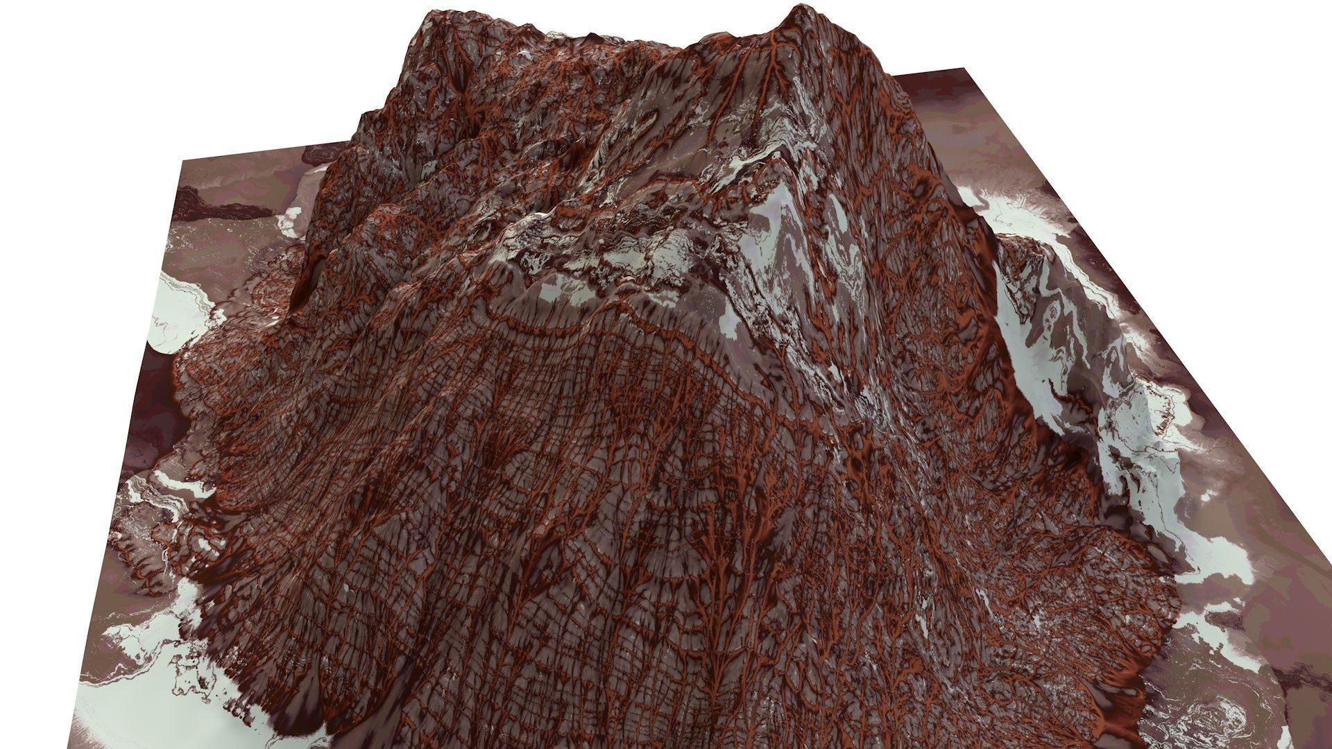 Red Snow ICE Mountain Canyon Desert Low Poly Terrain Rock 7 Low-poly 3D model_11