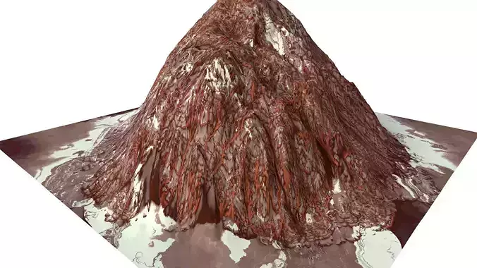 Red Snow ICE Mountain Canyon Desert Low Poly Terrain Rock 7