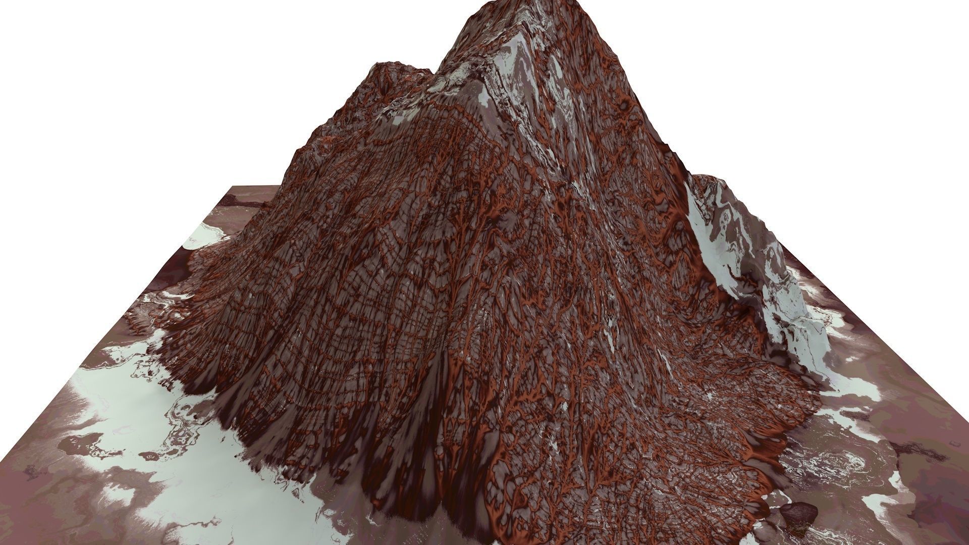 Red Snow ICE Mountain Canyon Desert Low Poly Terrain Rock 7 Low-poly 3D model_9