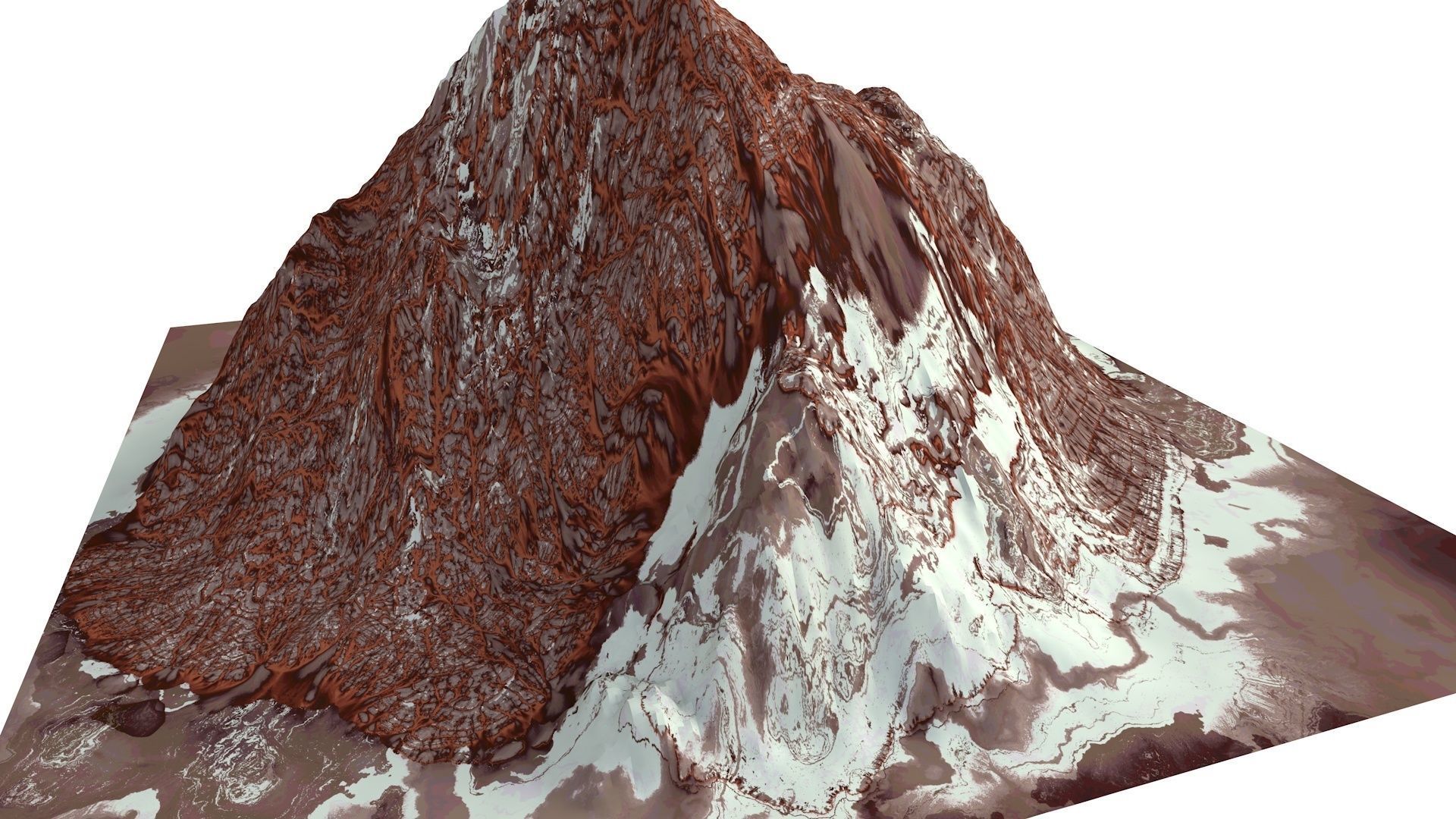 Red Snow ICE Mountain Canyon Desert Low Poly Terrain Rock 7 Low-poly 3D model_5
