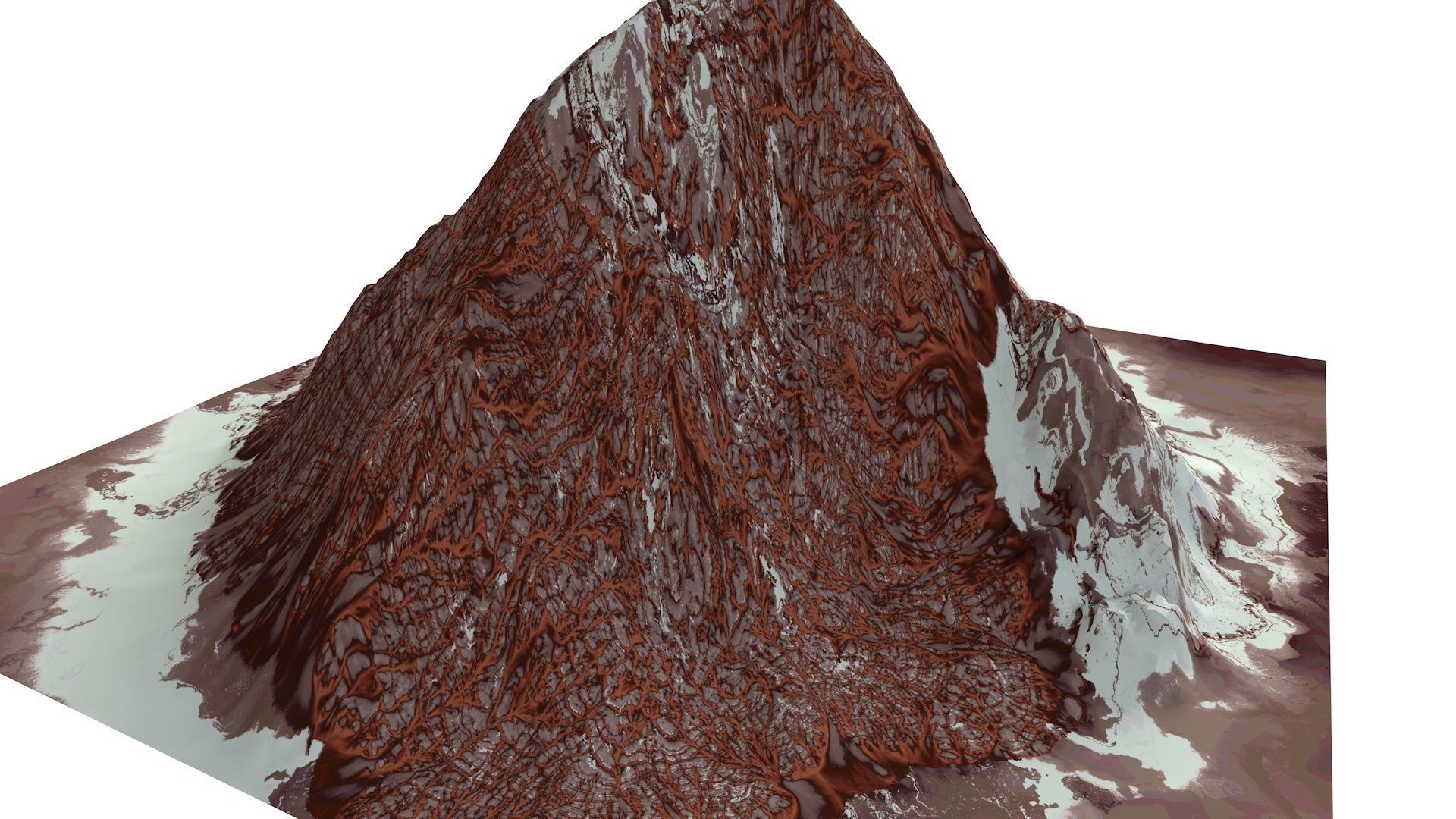 Red Snow ICE Mountain Canyon Desert Low Poly Terrain Rock 7 Low-poly 3D model_7