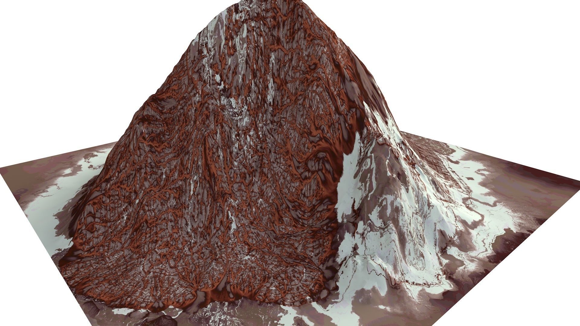 Red Snow ICE Mountain Canyon Desert Low Poly Terrain Rock 7 Low-poly 3D model_6