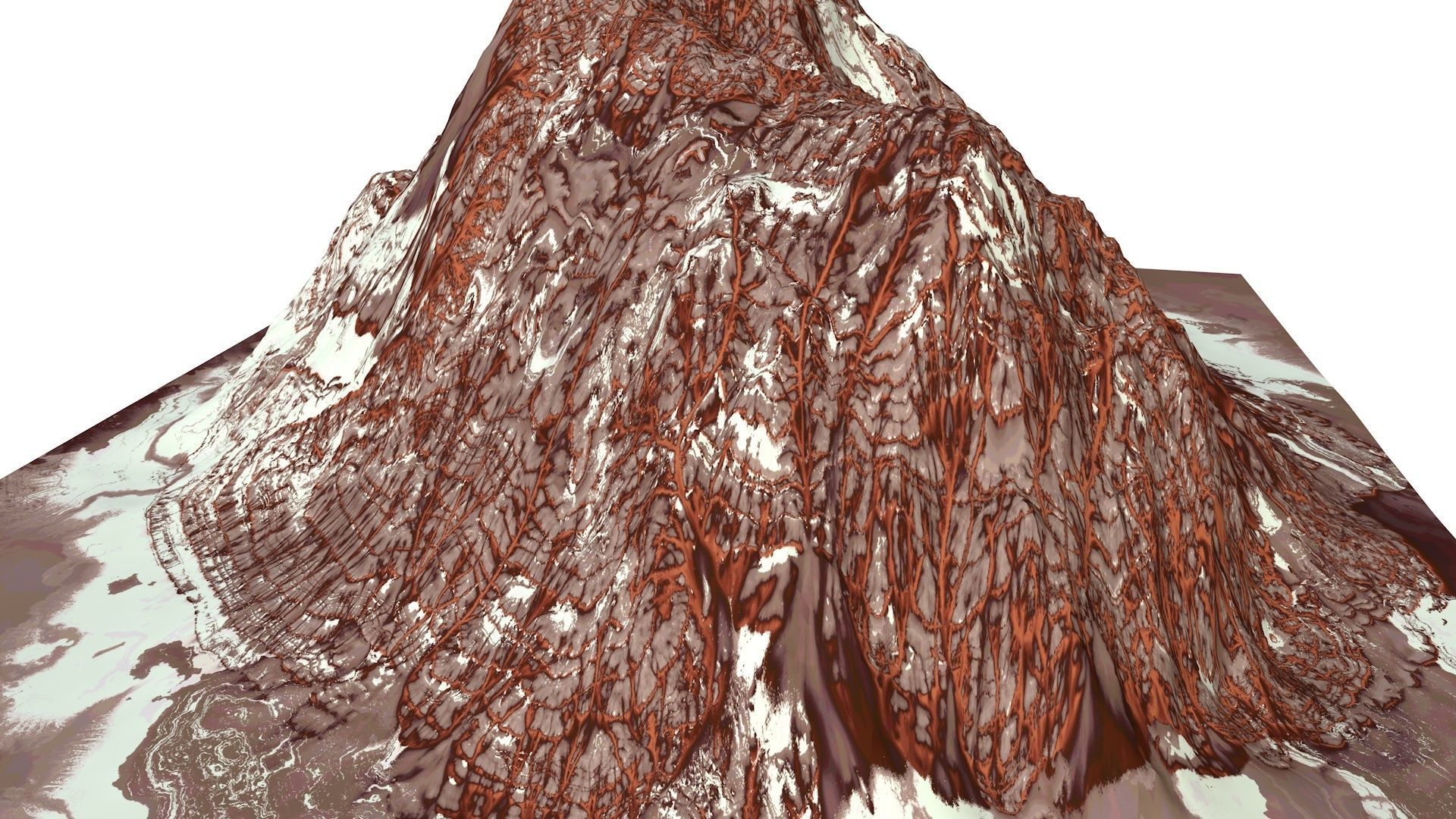 Red Snow ICE Mountain Canyon Desert Low Poly Terrain Rock 7 Low-poly 3D model_1