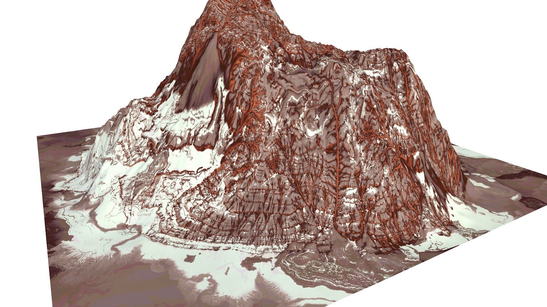 Red Snow ICE Mountain Canyon Desert Low Poly Terrain Rock 7 Low-poly 3D model_2