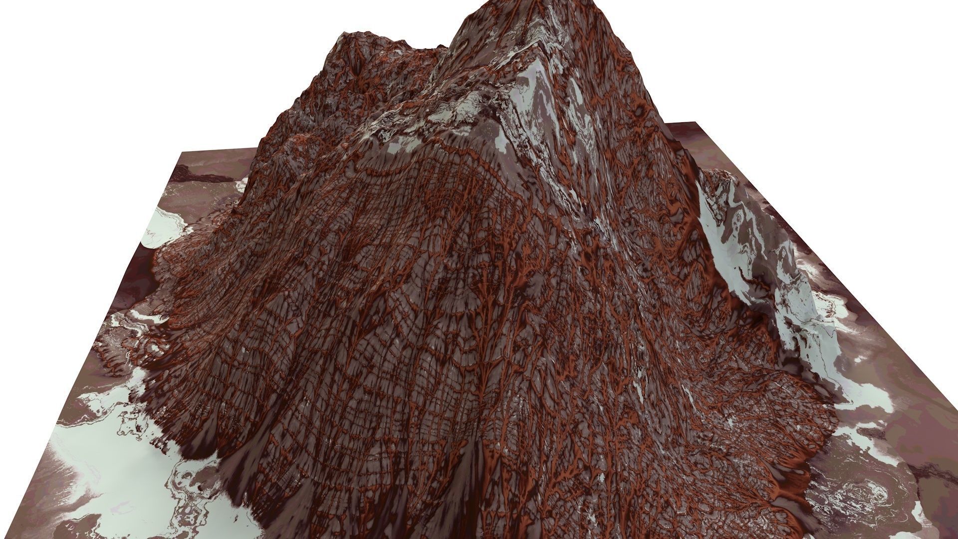 Red Snow ICE Mountain Canyon Desert Low Poly Terrain Rock 7 Low-poly 3D model_10