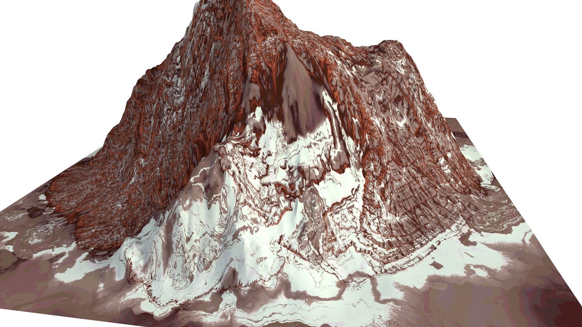 Red Snow ICE Mountain Canyon Desert Low Poly Terrain Rock 7 Low-poly 3D model_4