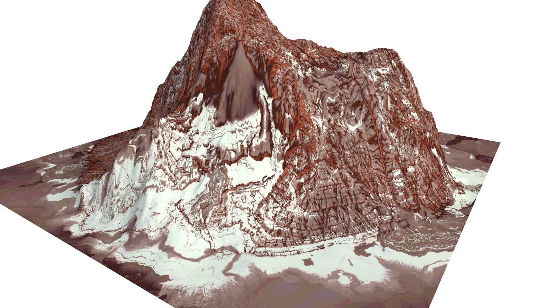Red Snow ICE Mountain Canyon Desert Low Poly Terrain Rock 7 Low-poly 3D model_3