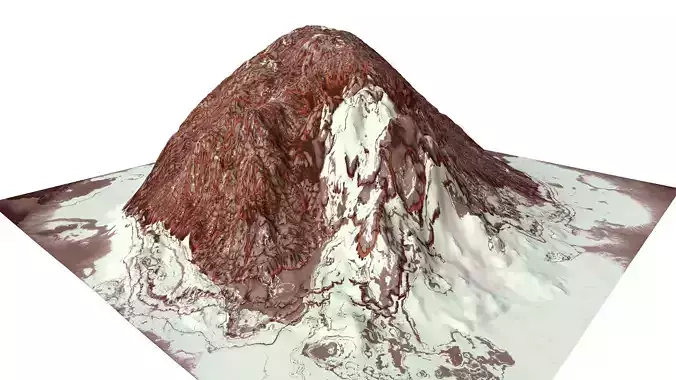 Red Snow ICE Mountain Canyon Desert Low Poly Terrain Rock 5