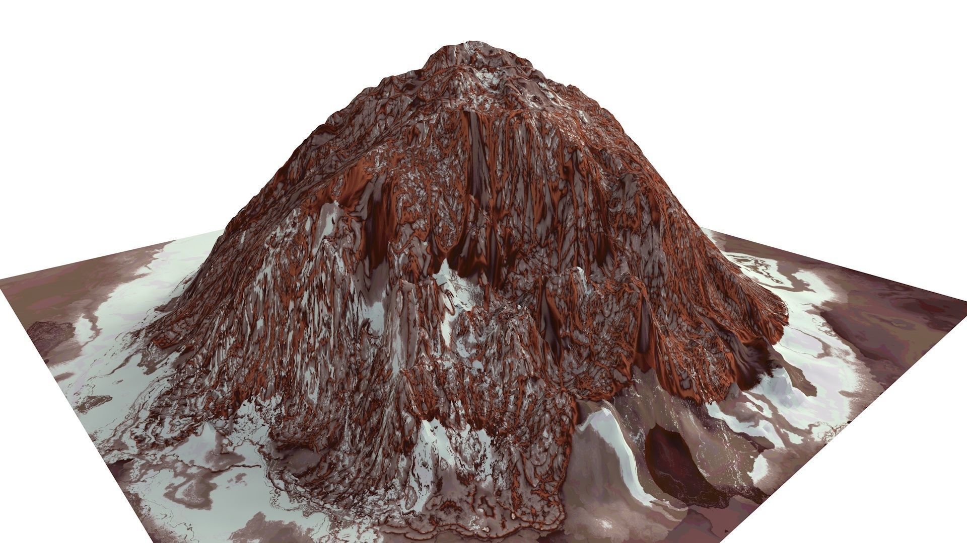 Red Snow ICE Mountain Canyon Desert Low Poly Terrain Rock 4 Low-poly 3D model_6