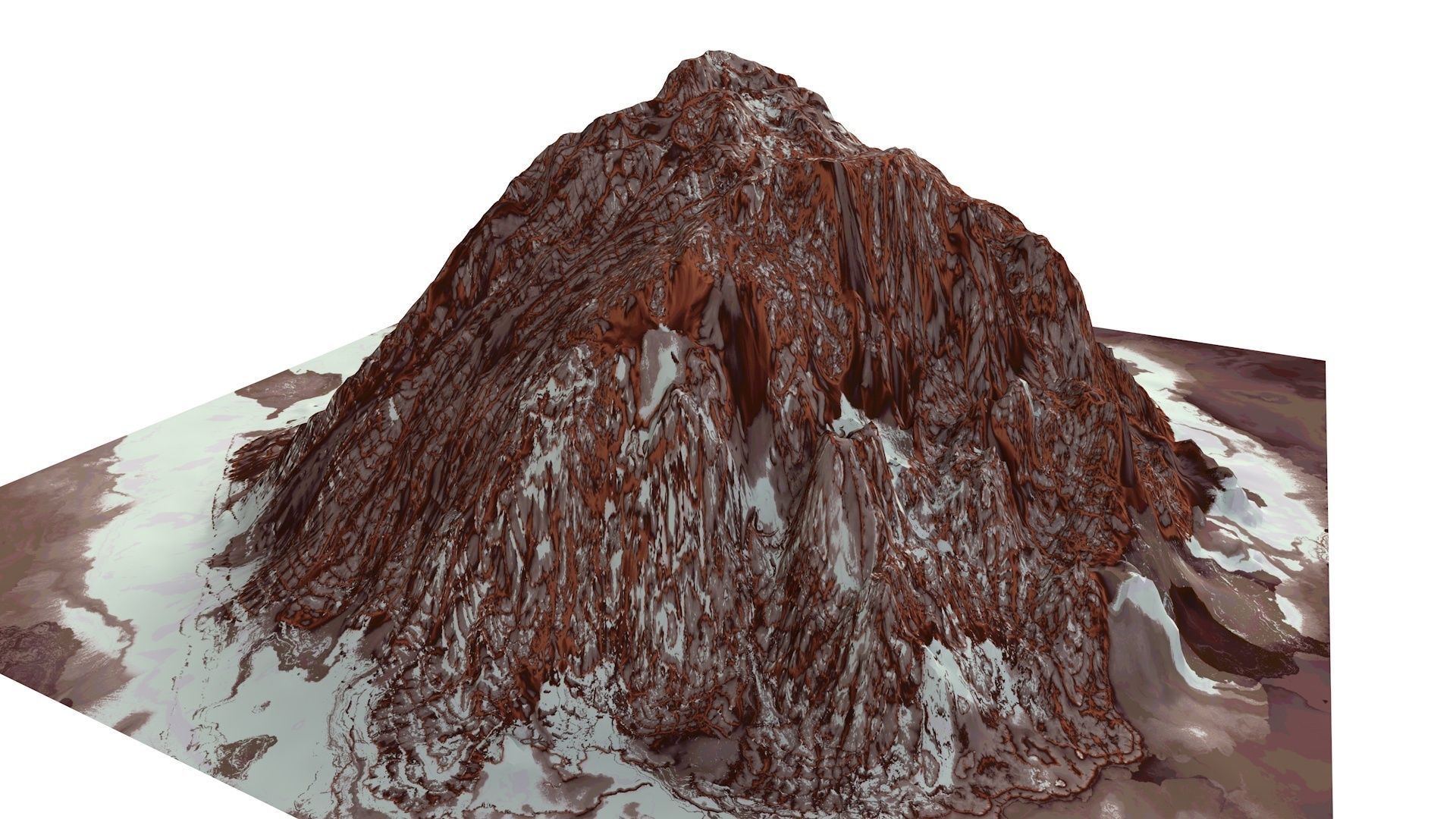 Red Snow ICE Mountain Canyon Desert Low Poly Terrain Rock 4 Low-poly 3D model_7