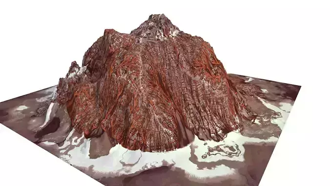Red Snow ICE Mountain Canyon Desert Low Poly Terrain Rock 4
