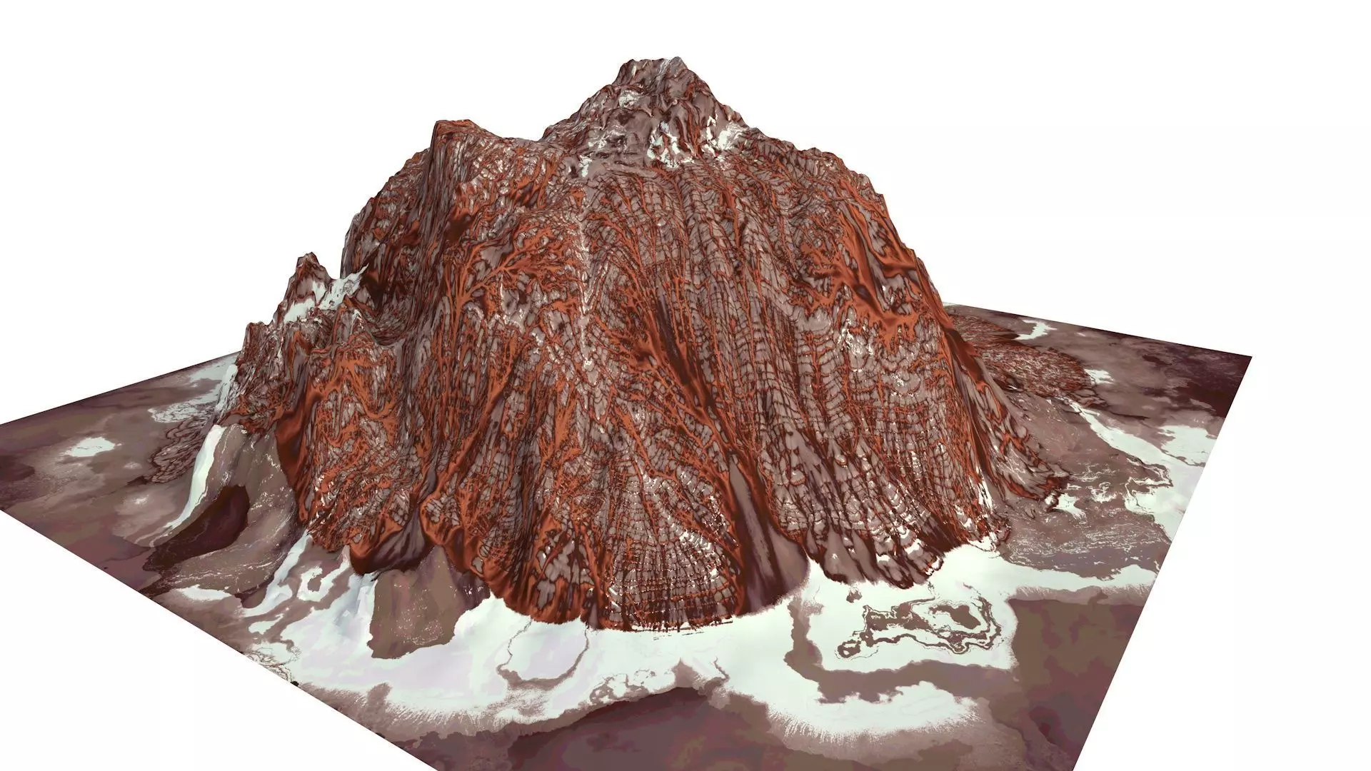 Red Snow ICE Mountain Canyon Desert Low Poly Terrain Rock 4 Low-poly 3D model_0