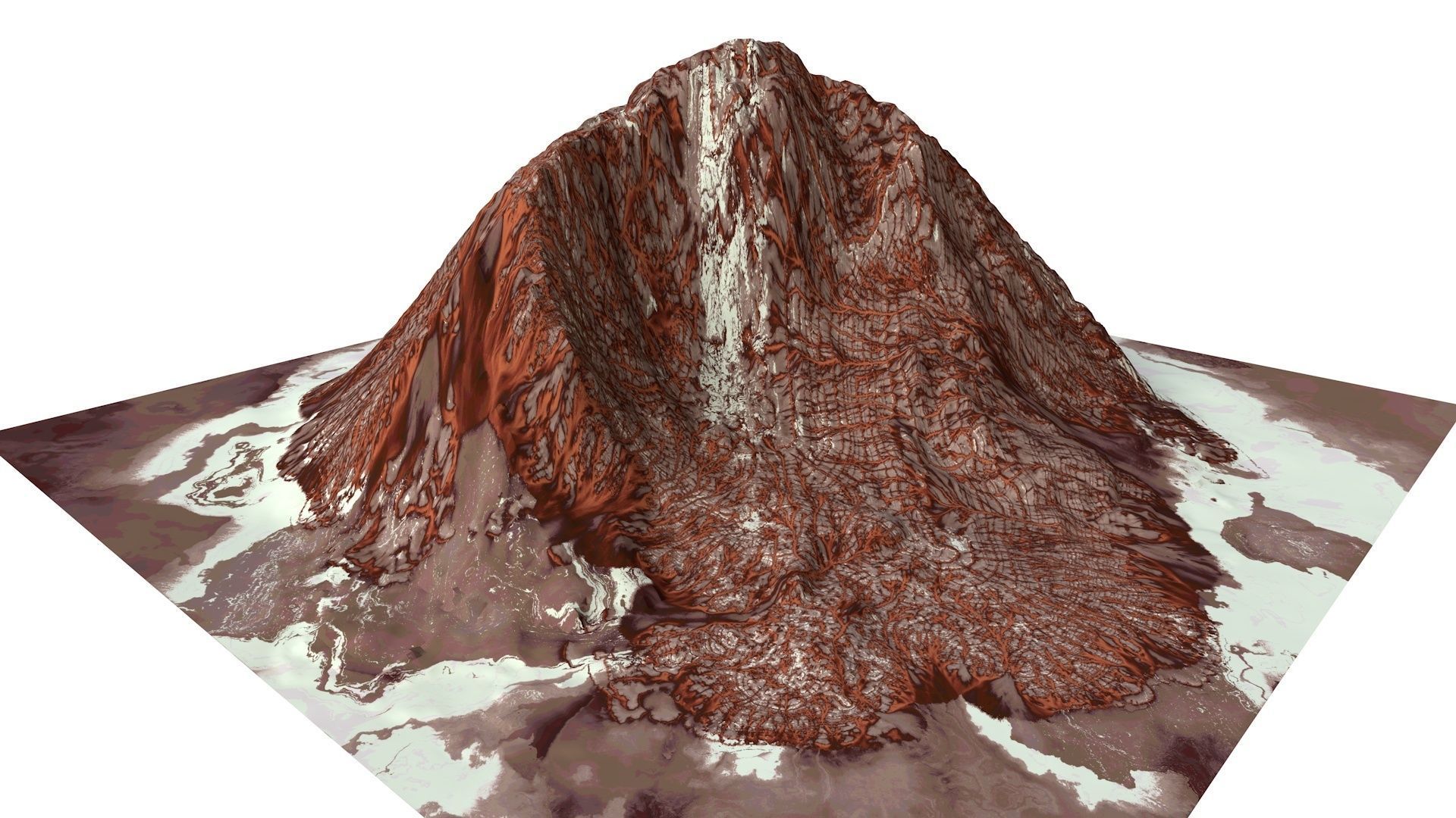 Red Snow ICE Mountain Canyon Desert Low Poly Terrain Rock 4 Low-poly 3D model_1