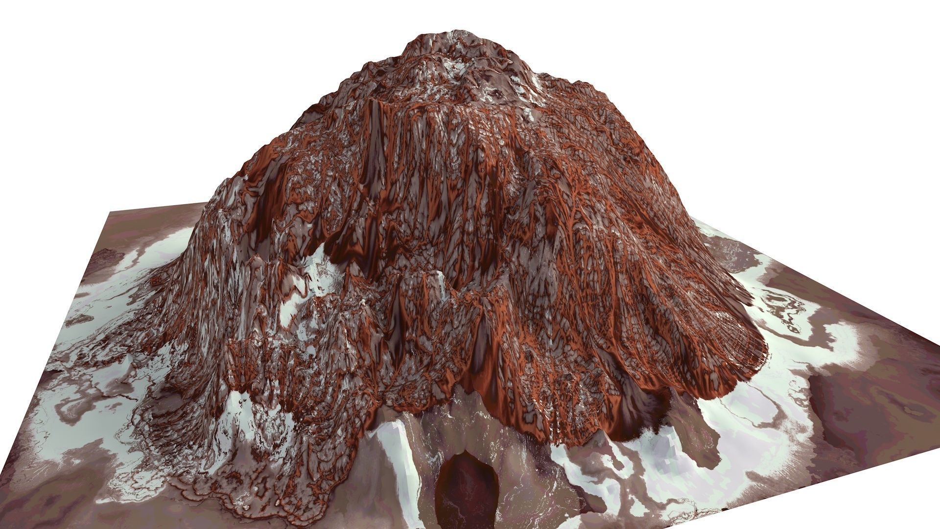 Red Snow ICE Mountain Canyon Desert Low Poly Terrain Rock 4 Low-poly 3D model_5