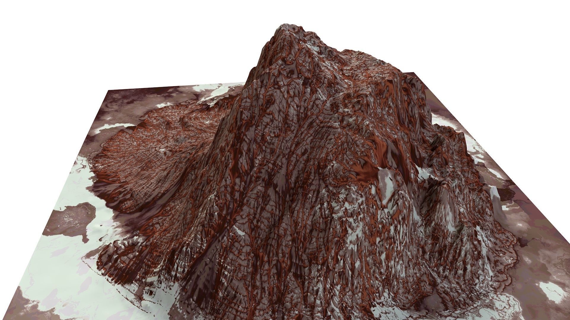 Red Snow ICE Mountain Canyon Desert Low Poly Terrain Rock 4 Low-poly 3D model_11
