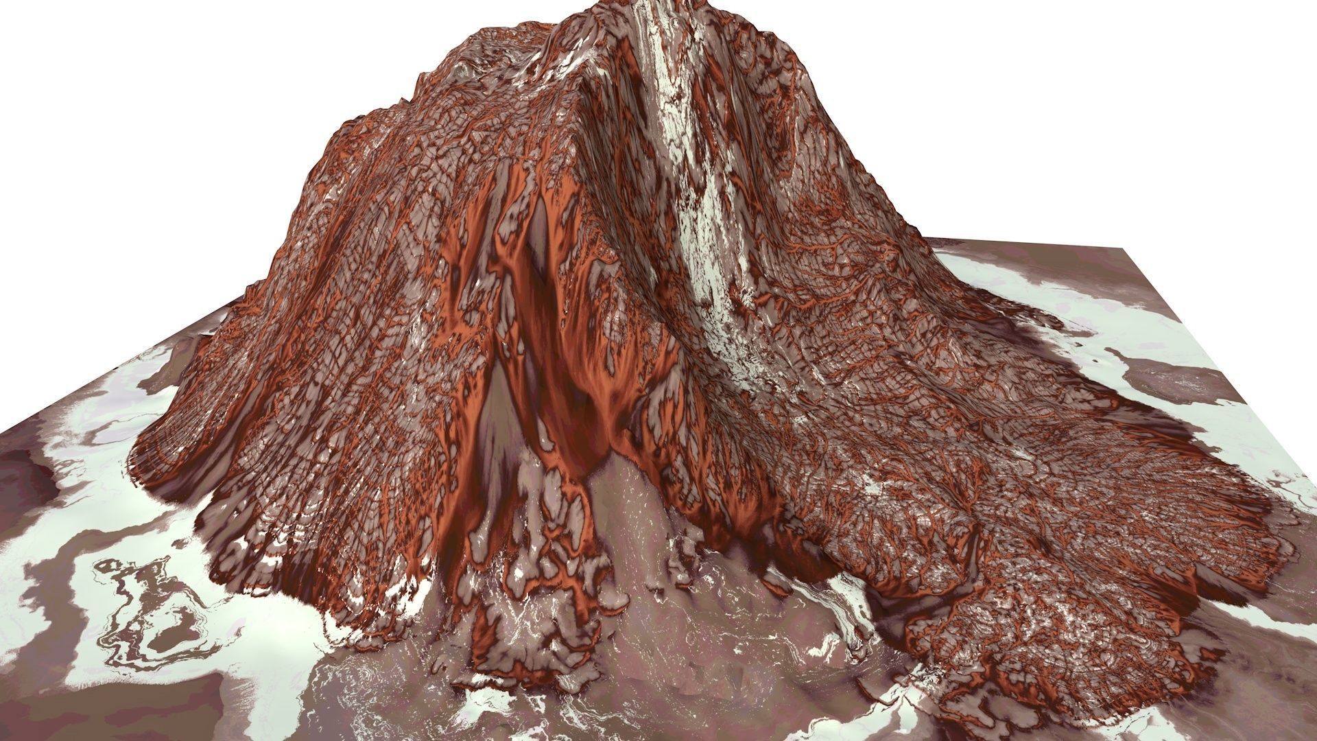 Red Snow ICE Mountain Canyon Desert Low Poly Terrain Rock 4 Low-poly 3D model_2