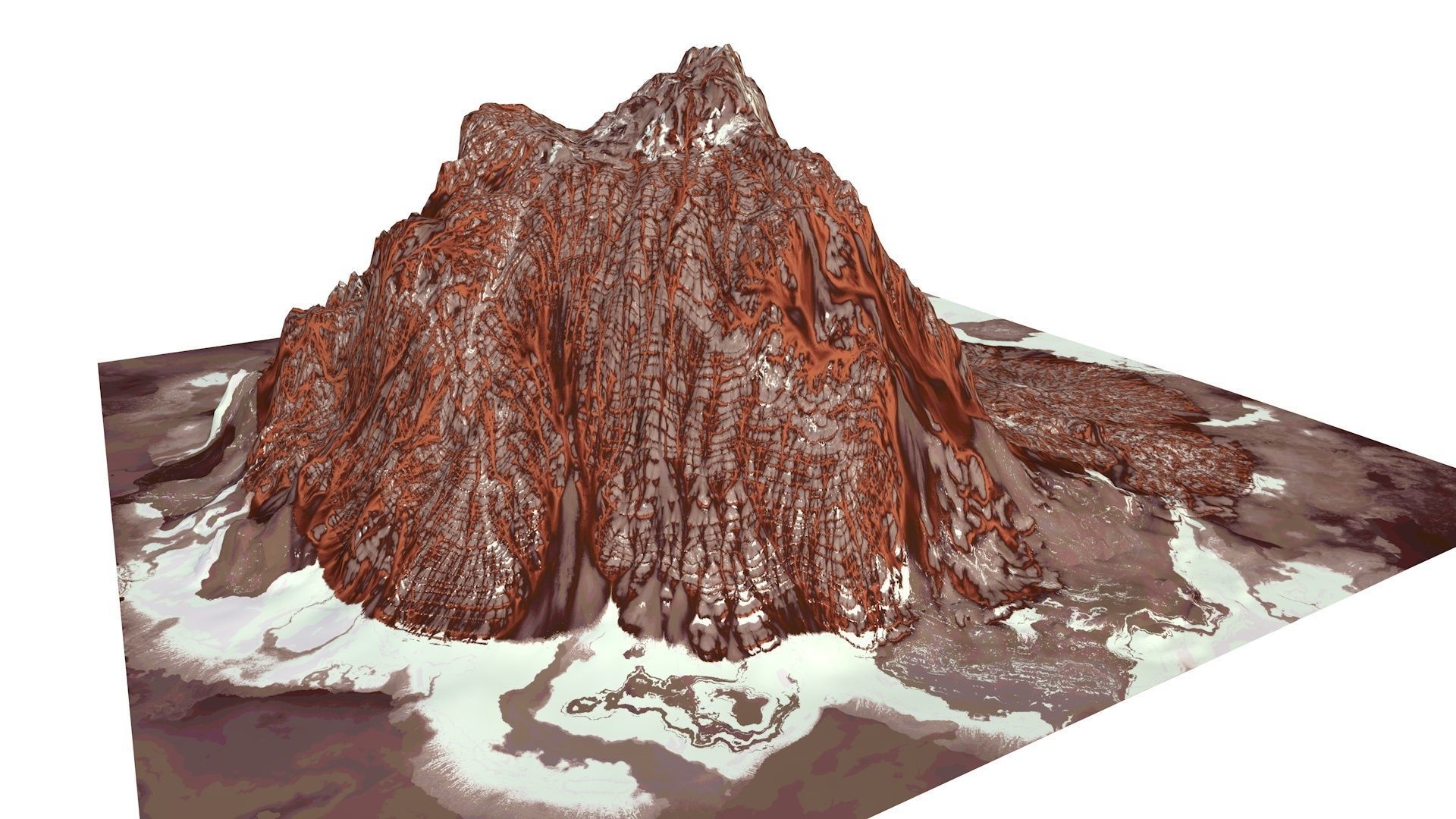 Red Snow ICE Mountain Canyon Desert Low Poly Terrain Rock 4 Low-poly 3D model_3