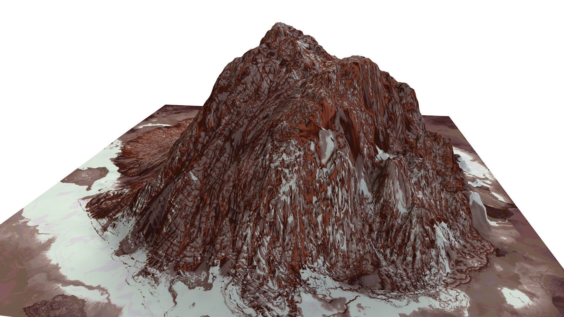 Red Snow ICE Mountain Canyon Desert Low Poly Terrain Rock 4 Low-poly 3D model_8