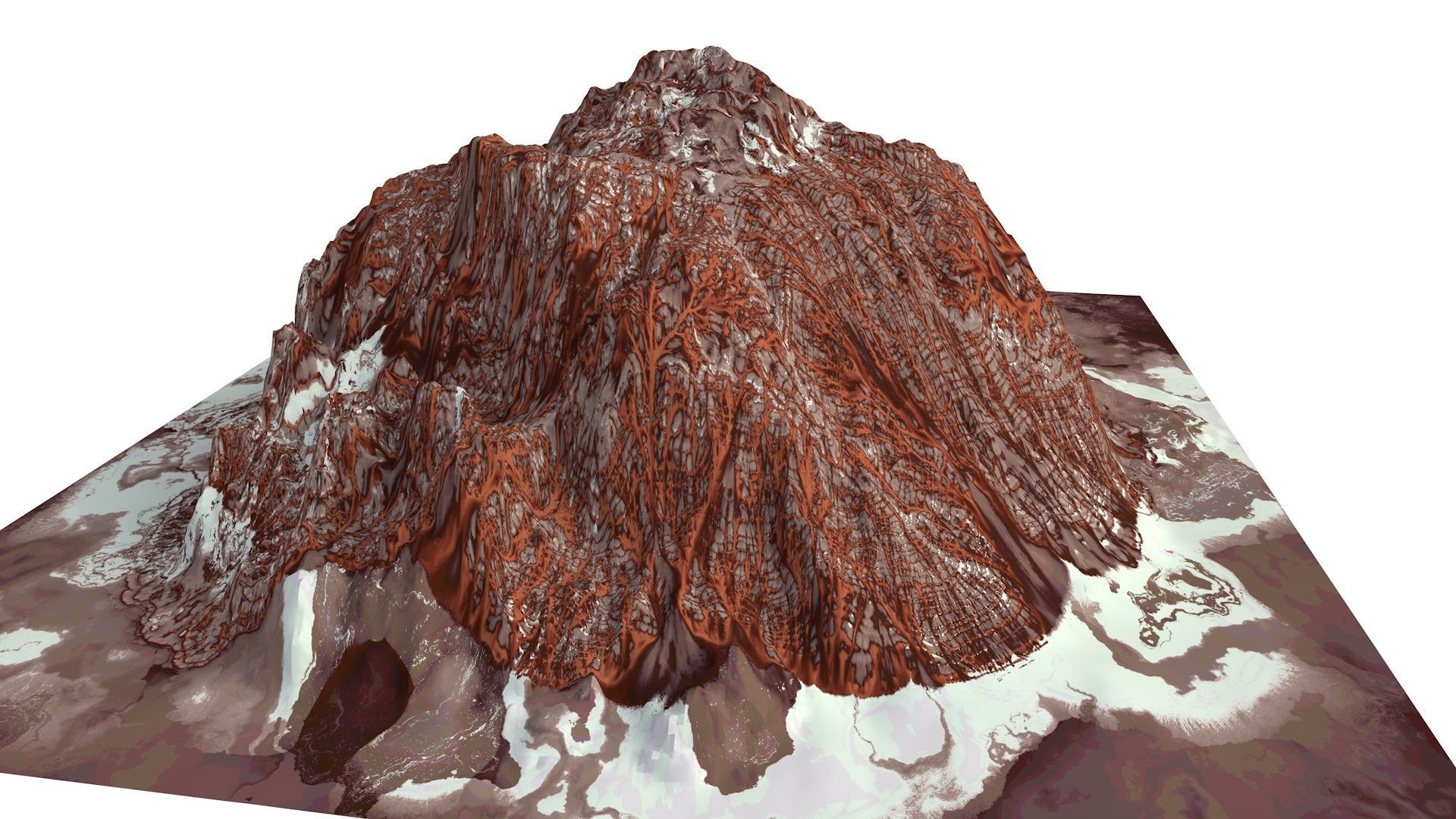 Red Snow ICE Mountain Canyon Desert Low Poly Terrain Rock 4 Low-poly 3D model_4