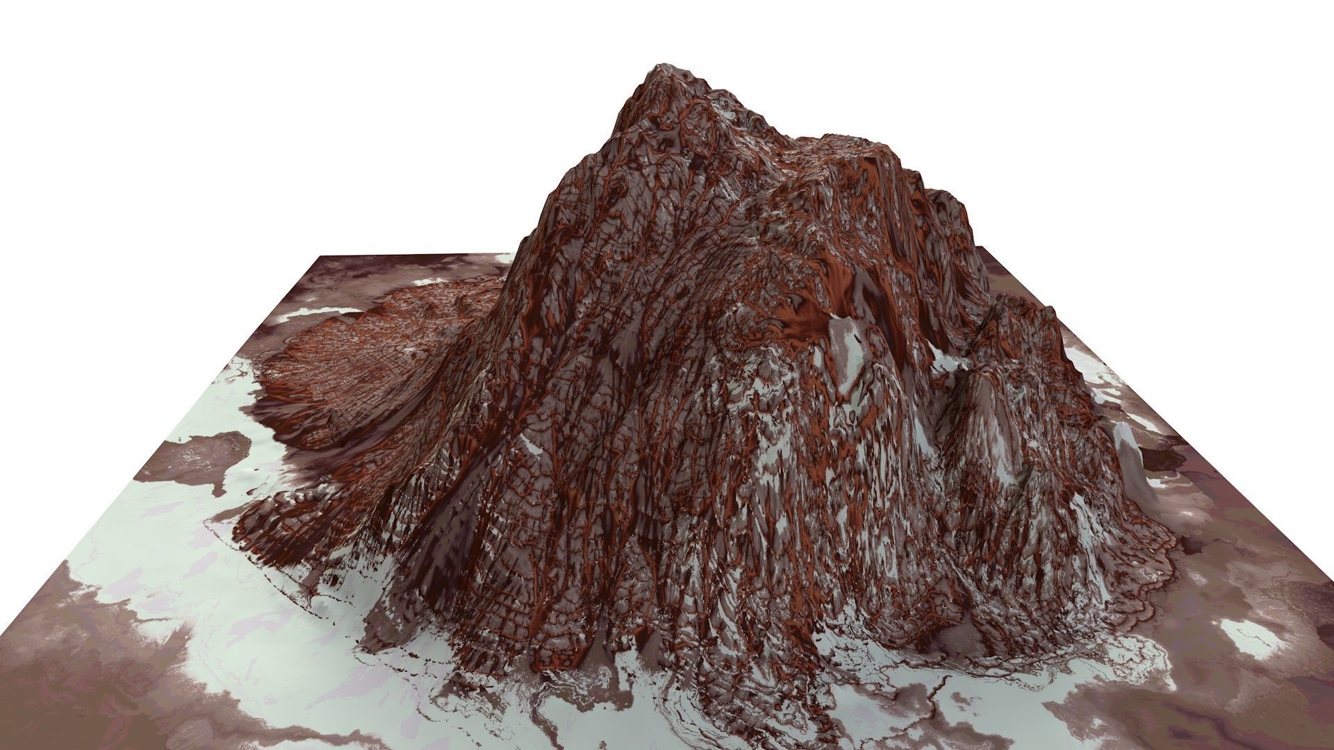 Red Snow ICE Mountain Canyon Desert Low Poly Terrain Rock 4 Low-poly 3D model_10