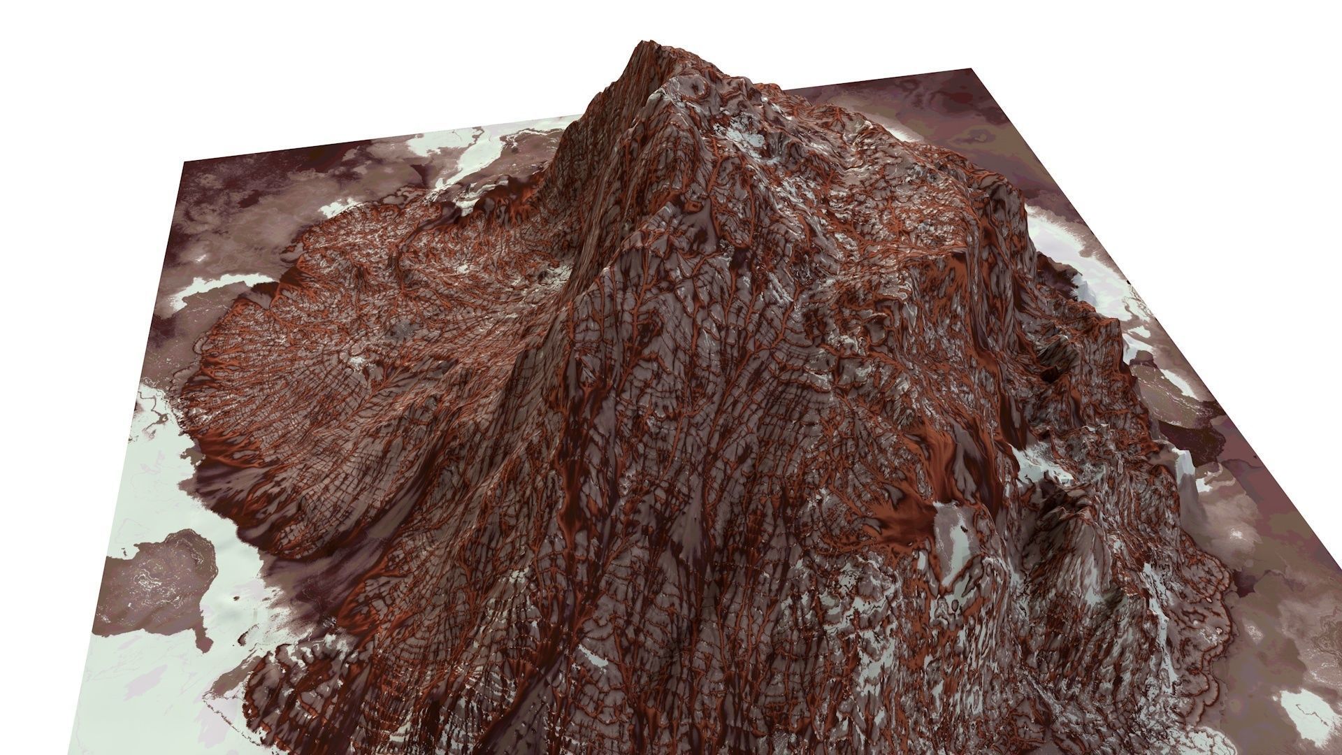 Red Snow ICE Mountain Canyon Desert Low Poly Terrain Rock 4 Low-poly 3D model_12