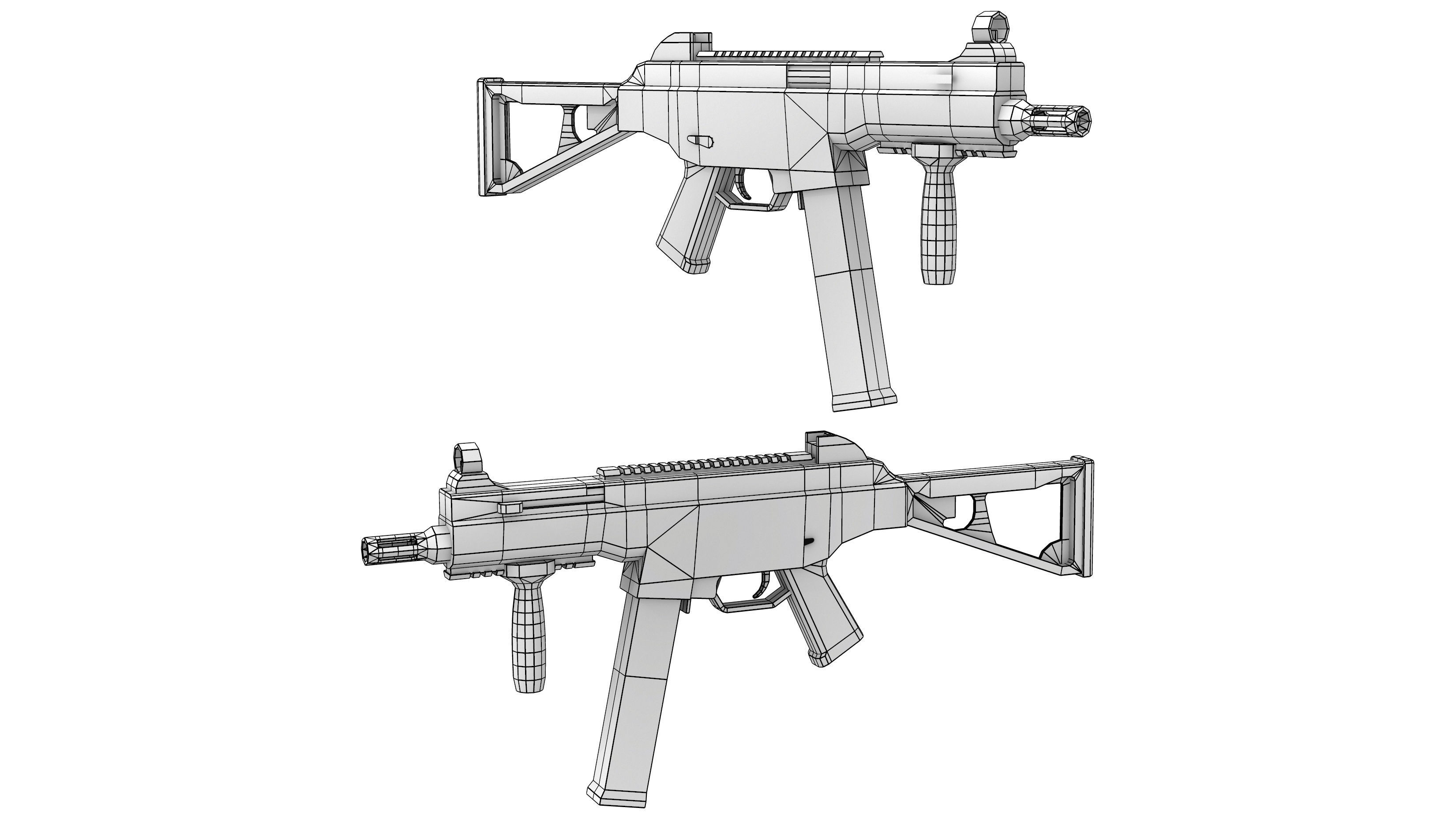 UPM45 Gun Low-poly 3D model_2