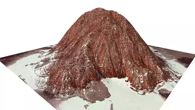 Red Snow ICE Mountain Canyon Desert Low Poly Terrain Rock 2