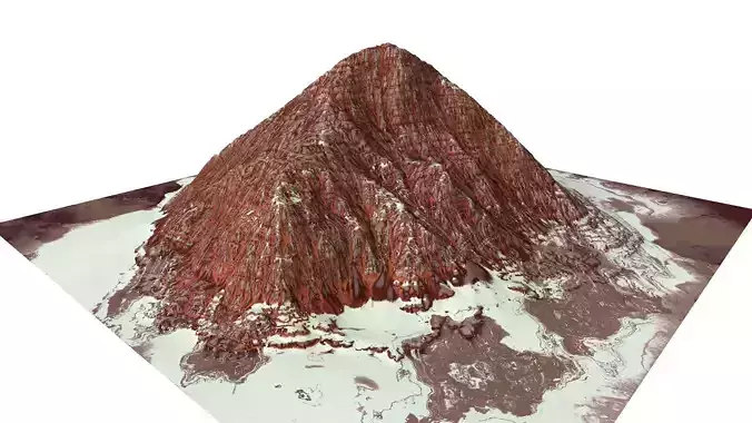 Red Snow ICE Mountain Canyon Desert Low Poly Terrain Rock 1