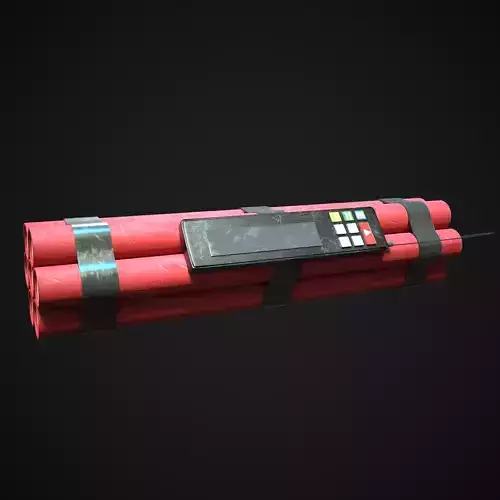 Dynamite bomb with timer Low-poly 3D model