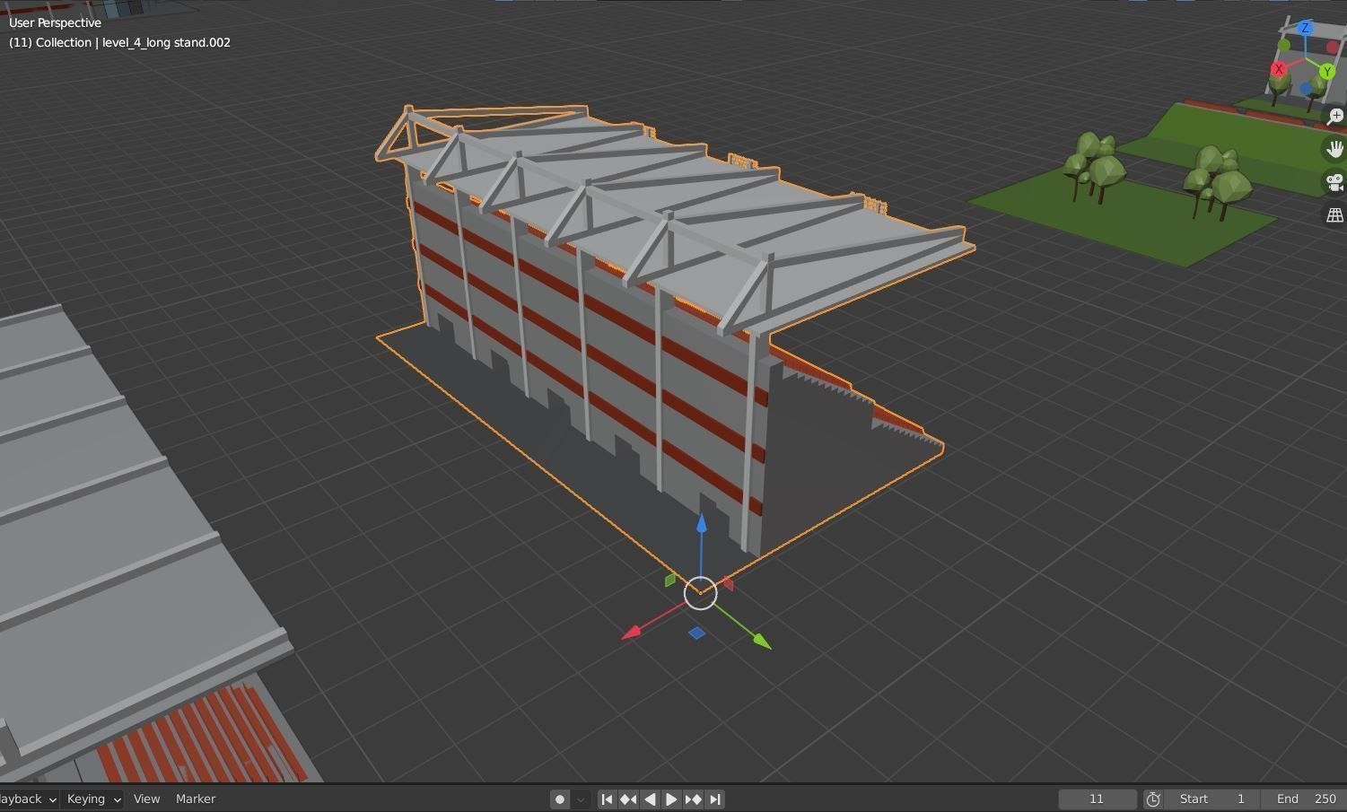 Stadium simple poly kit 5 levels Low-poly 3D model_23