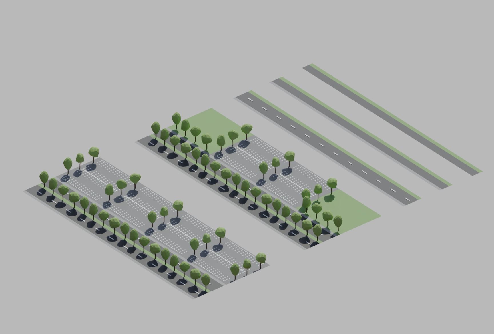 Stadium simple poly kit 5 levels Low-poly 3D model_13