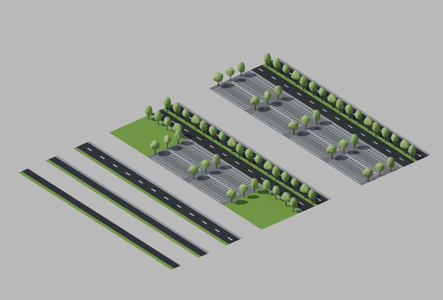 Stadium simple poly kit 5 levels Low-poly 3D model_12