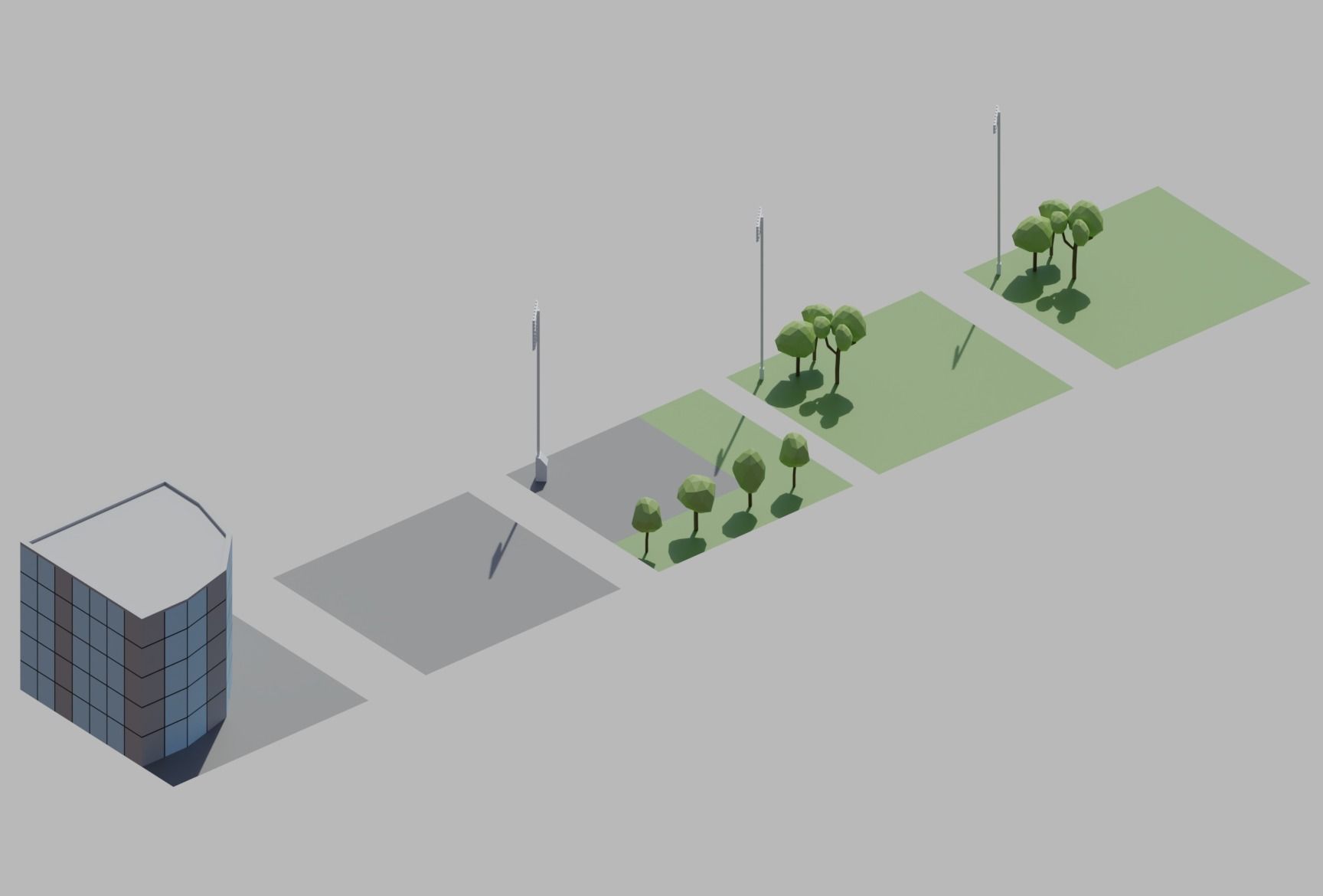 Stadium simple poly kit 5 levels Low-poly 3D model_20