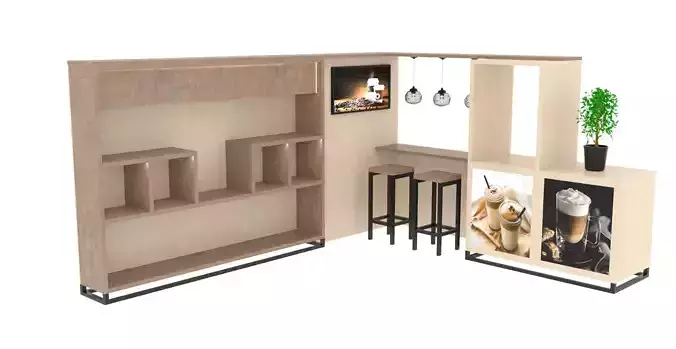 Wooden coffee zone with a stand