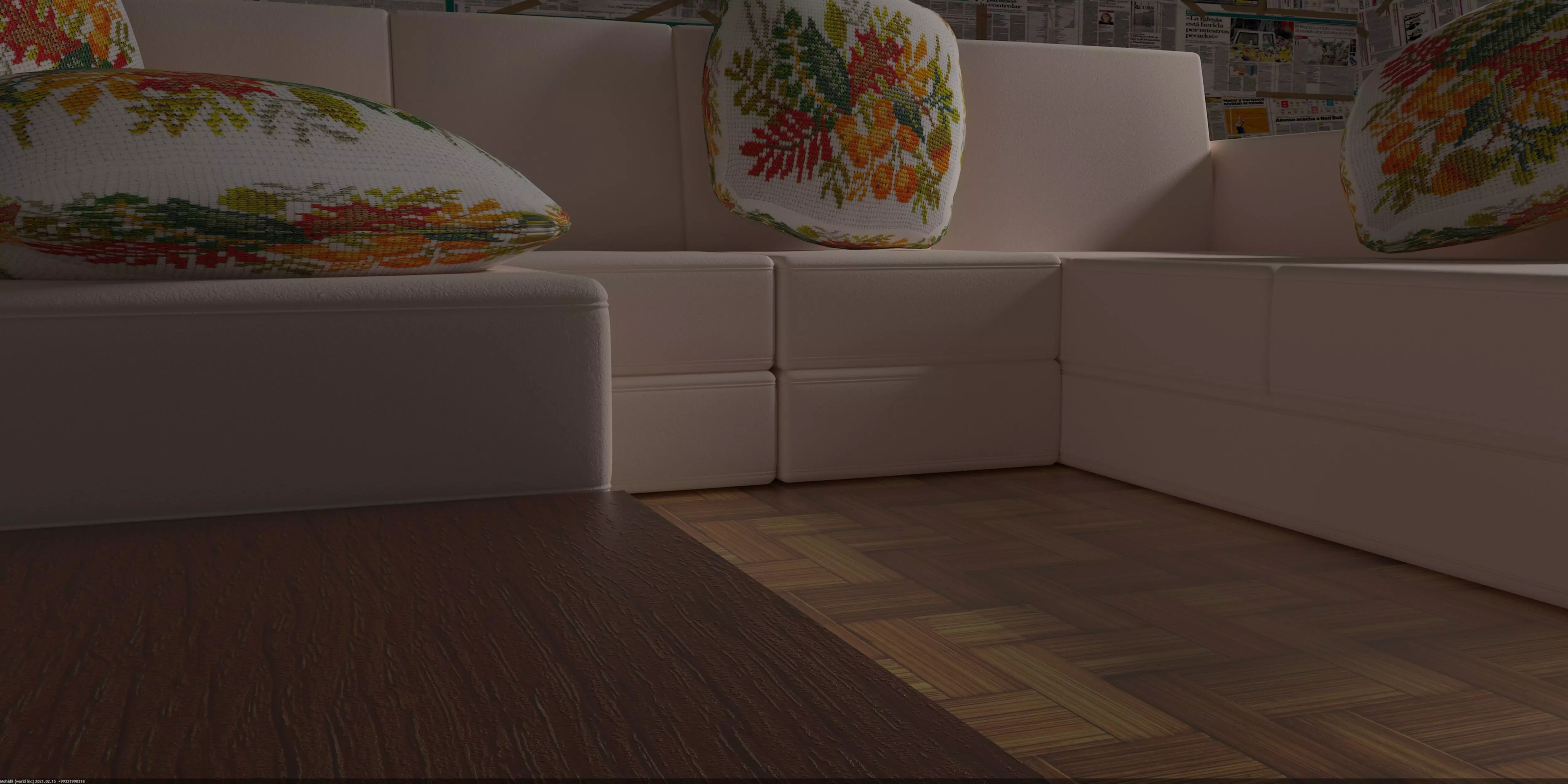 Chair living room with couches and pillows 3D model_0