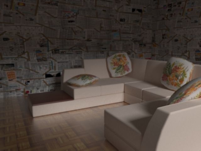 Chair living room with couches and pillows 3D model_2