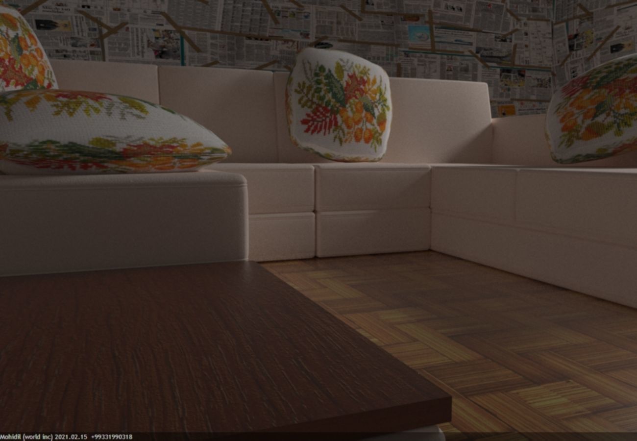 Chair living room with couches and pillows 3D model_1