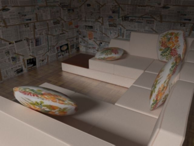 Chair living room with couches and pillows 3D model_5