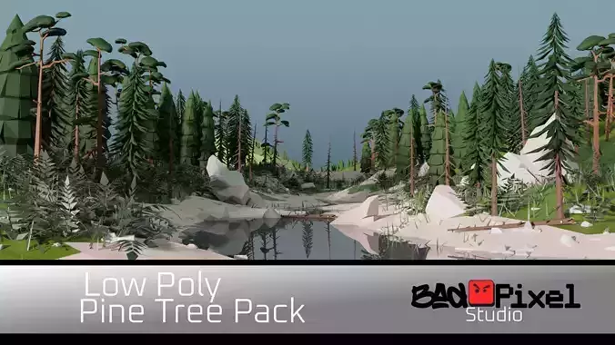 Pine Tree Pack Low-poly 3D model