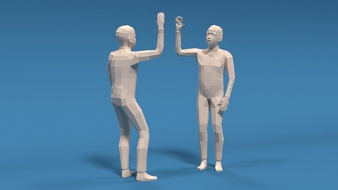 Low Poly Kids High Five Hands Low-poly 3D model
