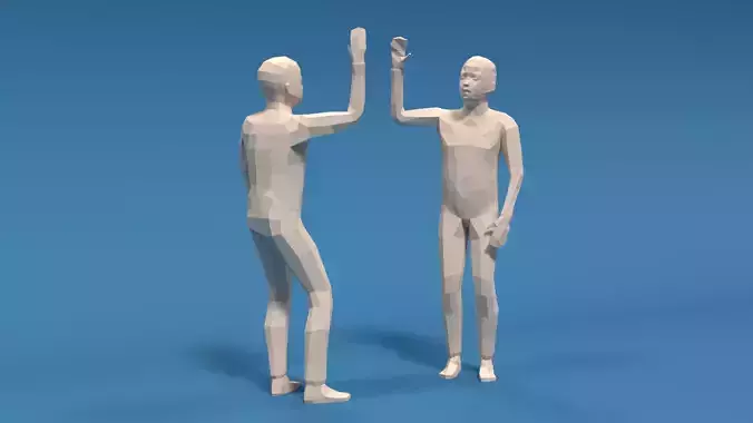 Low Poly Kids High Five Hands Low-poly 3D model