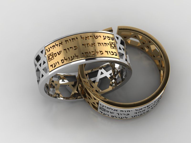Shema Yisrael Ring Adjustable 3D print model_2