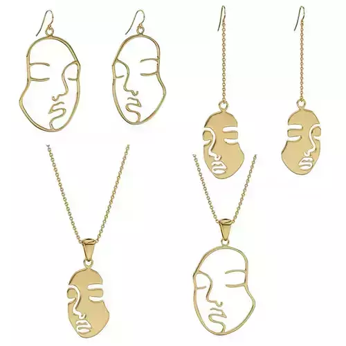 Collection of sad face pendants and earrings