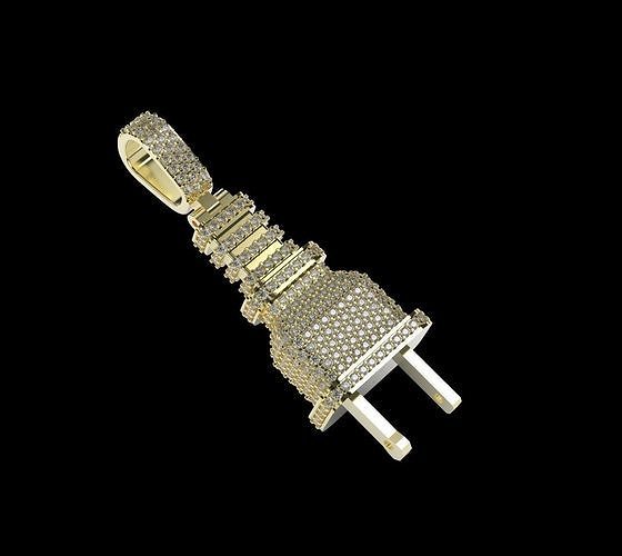 Plug Emoji  diamond Pendant 2 inch full stones 3D print model