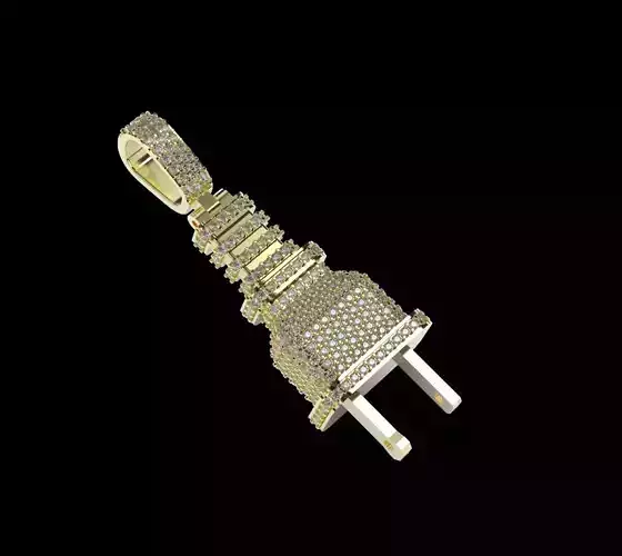 Plug Emoji  diamond Pendant 2 inch full stones 3D print model