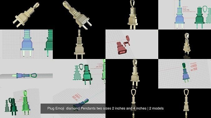 Plug Emoji  diamond Pendants two sizes 2 inches and 4 inches 3D Model Collection