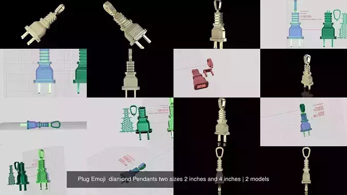 Plug Emoji  diamond Pendants two sizes 2 inches and 4 inches 3D Model Collection