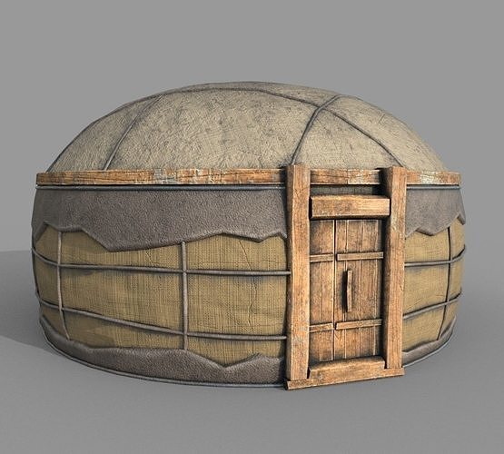Old Mongolian Yurt House Low-poly 3D model