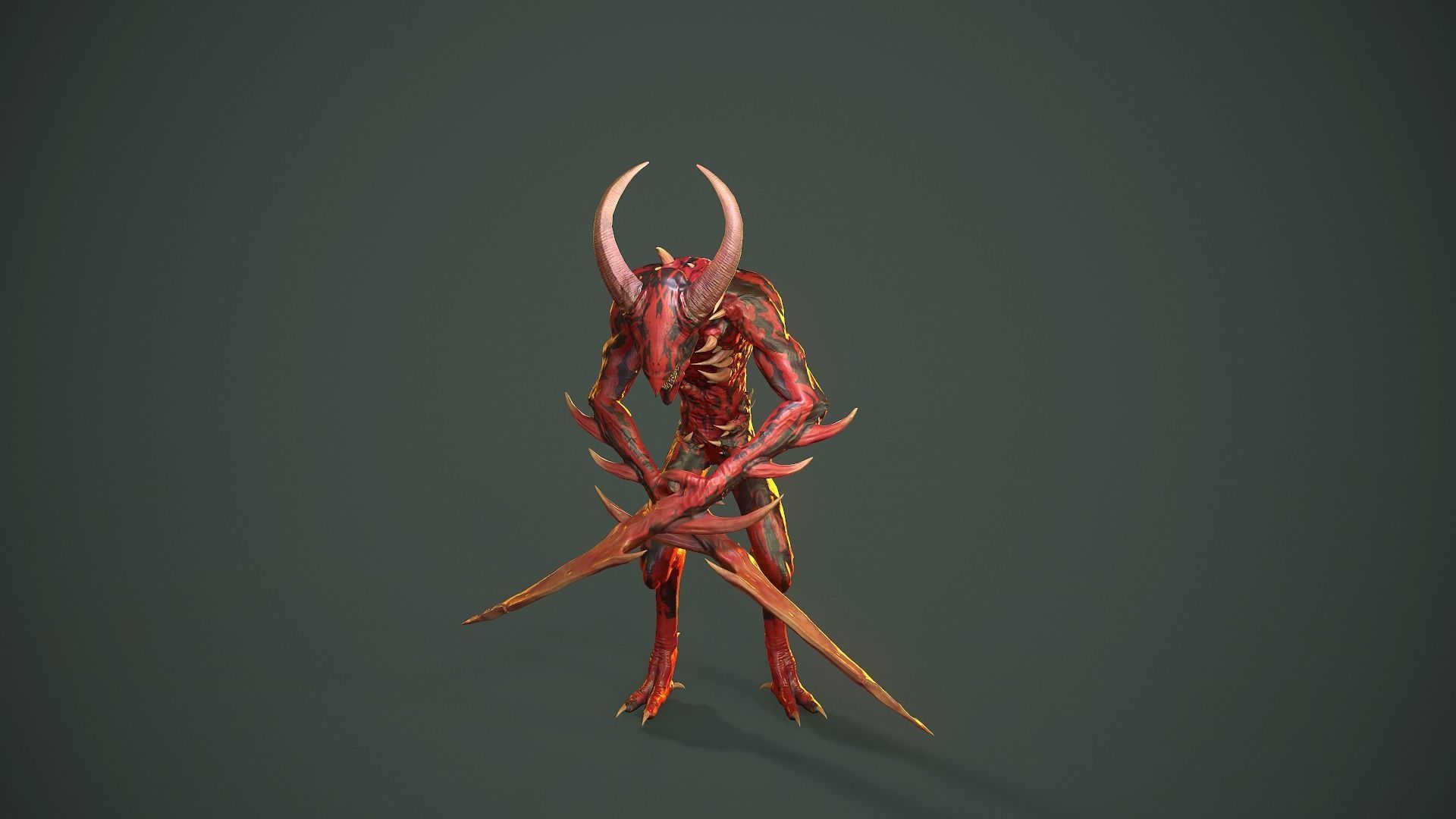 Long Demon Low-poly 3D model_3