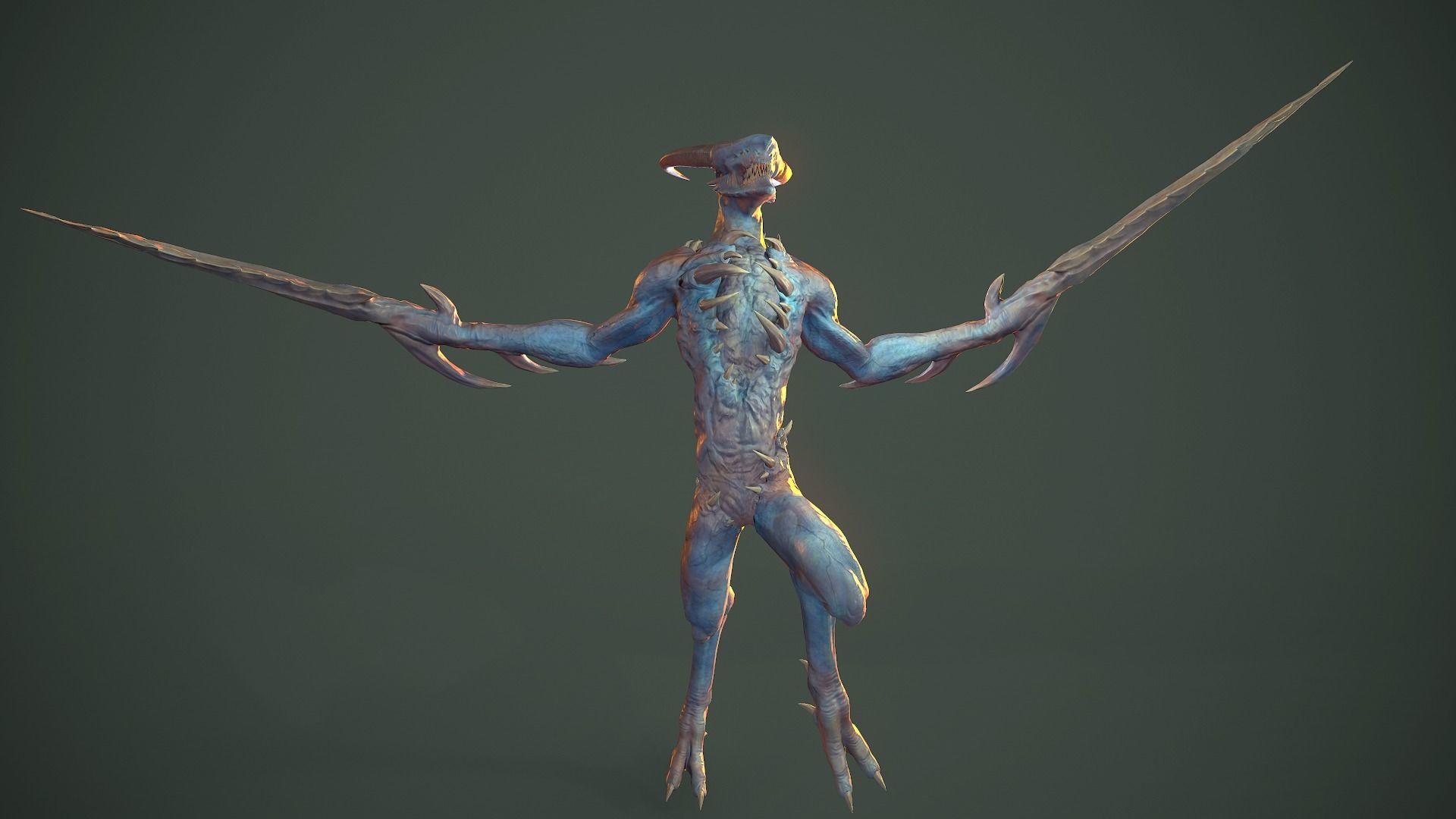 Long Demon Low-poly 3D model_5
